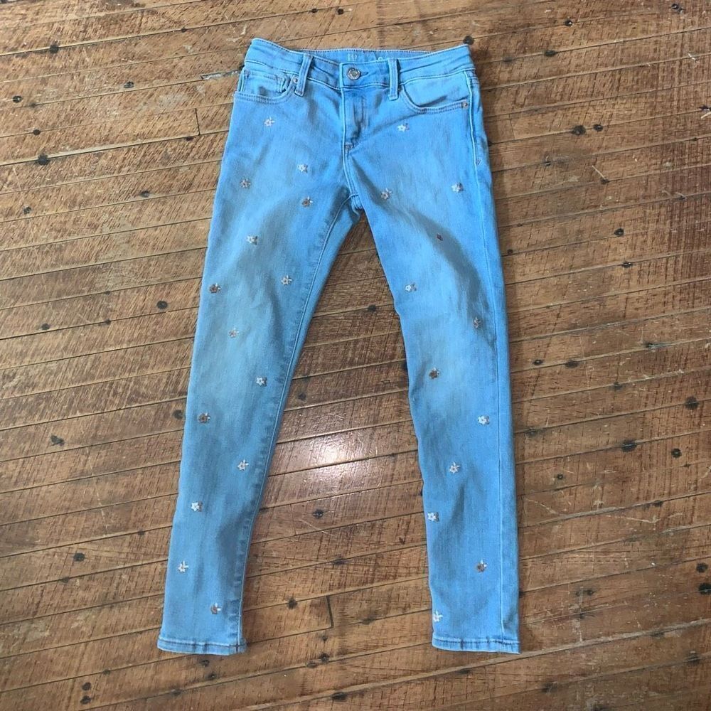 Gap kids flower child embroidered 8 super skinny jeans